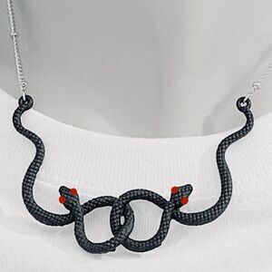 Auryn Black Snake Ouroboros Neverending Story Medusa Endless Knot Witch Necklace